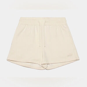 Sacre Erica Womens M Ivory Fleece Sweat Shorts Cotton Drawstring Lounge